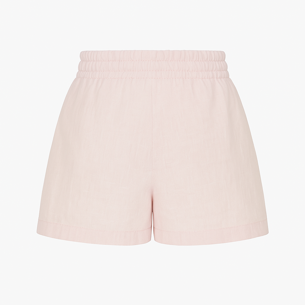 Krótkie szorty lniane na gumce "Rosé"