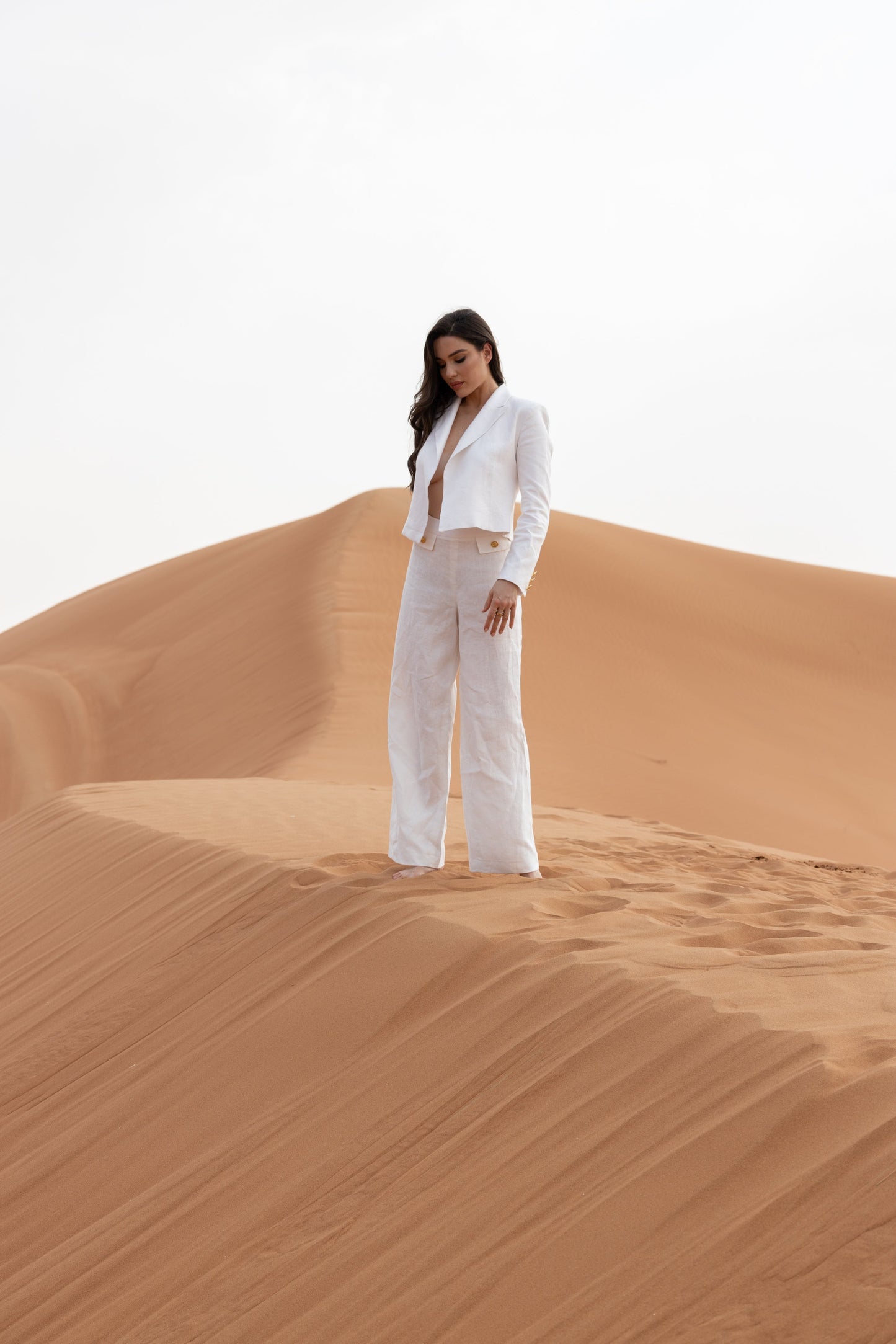 Lniana Marynarka Midi "Blanc de la nuit" PREORDER