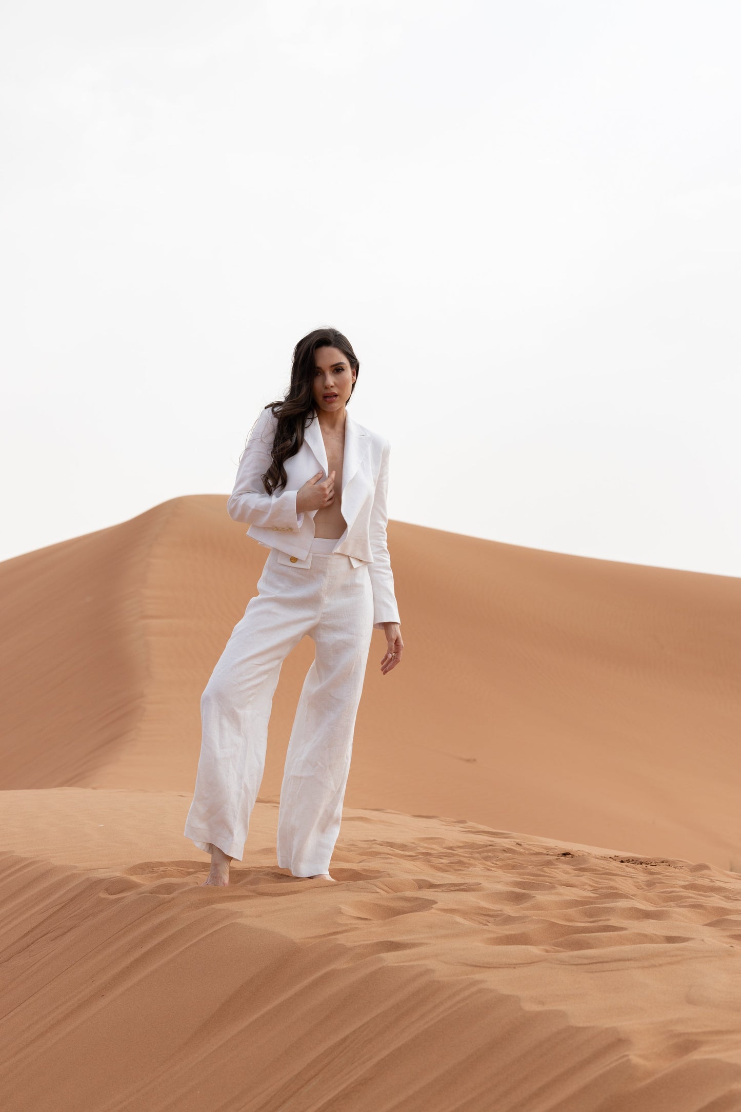 Lniana Marynarka Midi "Blanc de la nuit" PREORDER