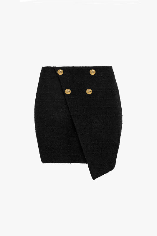 Spódnica asymetryczna wykonana z tkaniny tweed'owej "NOIR DÈSIR" PREORDER