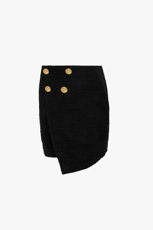 Spódnica asymetryczna wykonana z tkaniny tweed'owej "NOIR DÈSIR" PREORDER