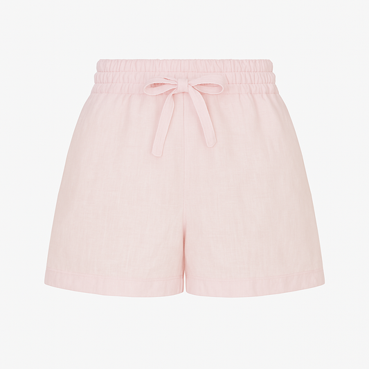 Krótkie szorty lniane na gumce "Rosé"