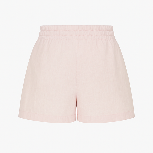Krótkie szorty lniane na gumce "Rosé"