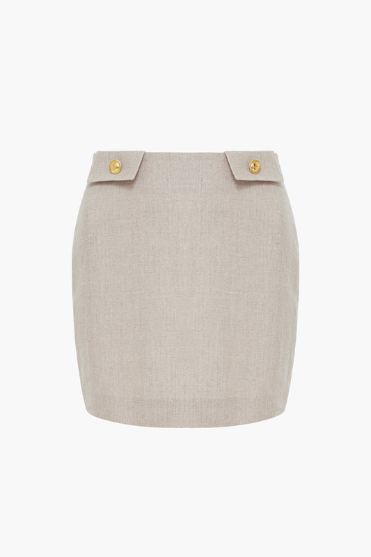 Lniana spódniczka z zakładkami z guzikami "Sablé"