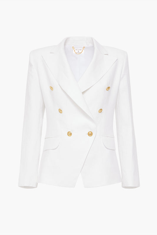 Lniana Marynarka Dwurzędowa "Blanc de la nuit"