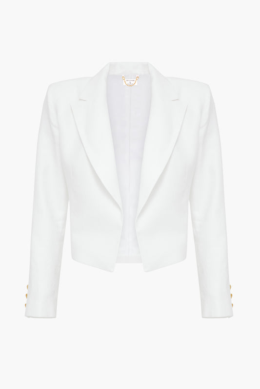 Lniana Marynarka Midi "Blanc de la nuit"