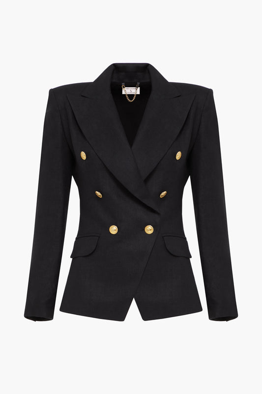 Lniana Marynarka Dwurzędowa "Amour Noir"