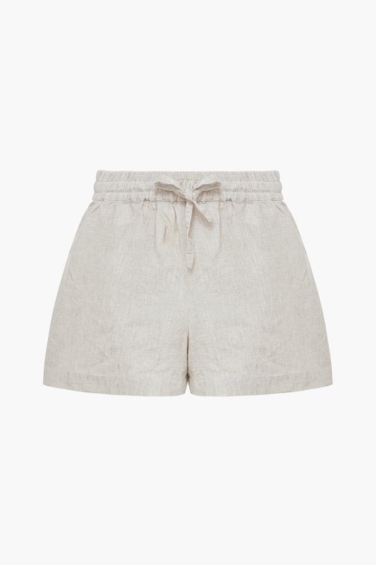Krótkie szorty lniane na gumce "Sablé"