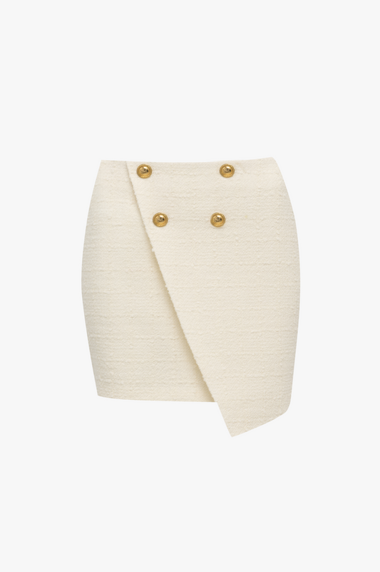 Spódnica asymetryczna wykonana z tkaniny tweed'owej "CRÈME DE LA CRÈME"