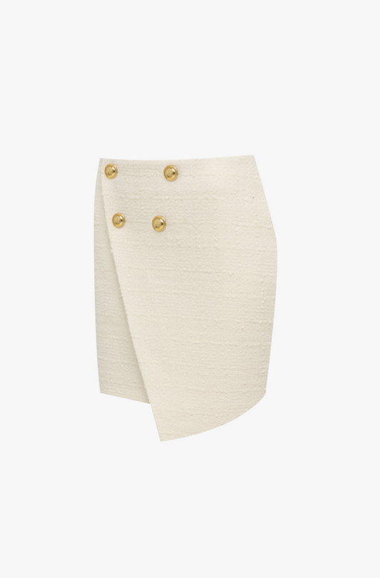 Spódnica asymetryczna wykonana z tkaniny tweed'owej "CRÈME DE LA CRÈME"